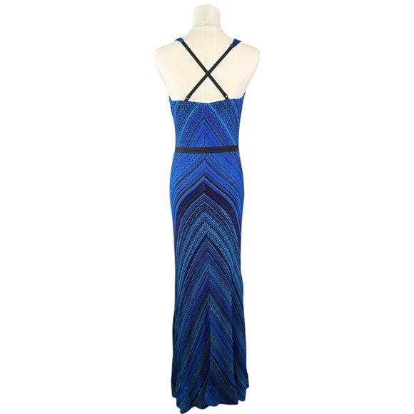 Philosophy Blue Ombre Crochet Knit Bodycon Maxi Dress | Strappy Back | Small - Picture 3 of 11